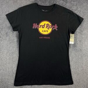Hard Rock Cafe Hotel Las Vegas Women's‎ Large Black T-Shirt Short Sleeve Graphic